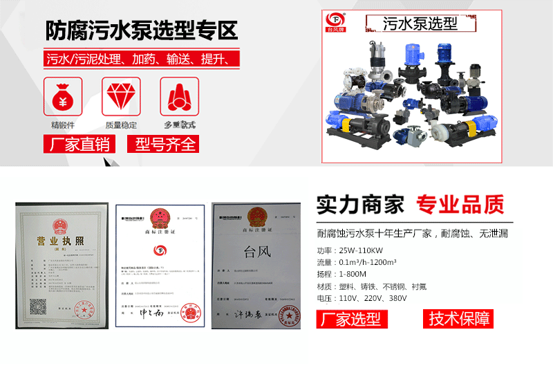 耐酸碱污水泵产品总图