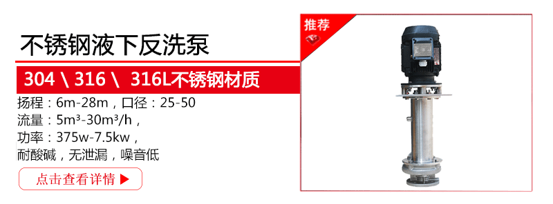 不锈钢立式液下反洗泵型号 参数