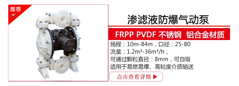渗滤液防爆气动泵基本参数规格和型号说明