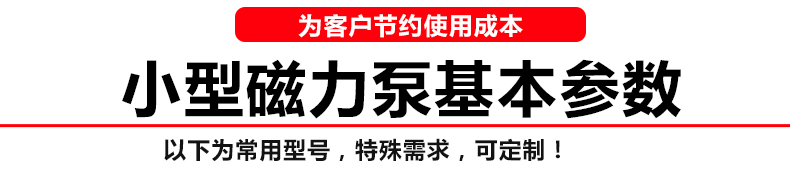 小型磁力循环泵的基本参数